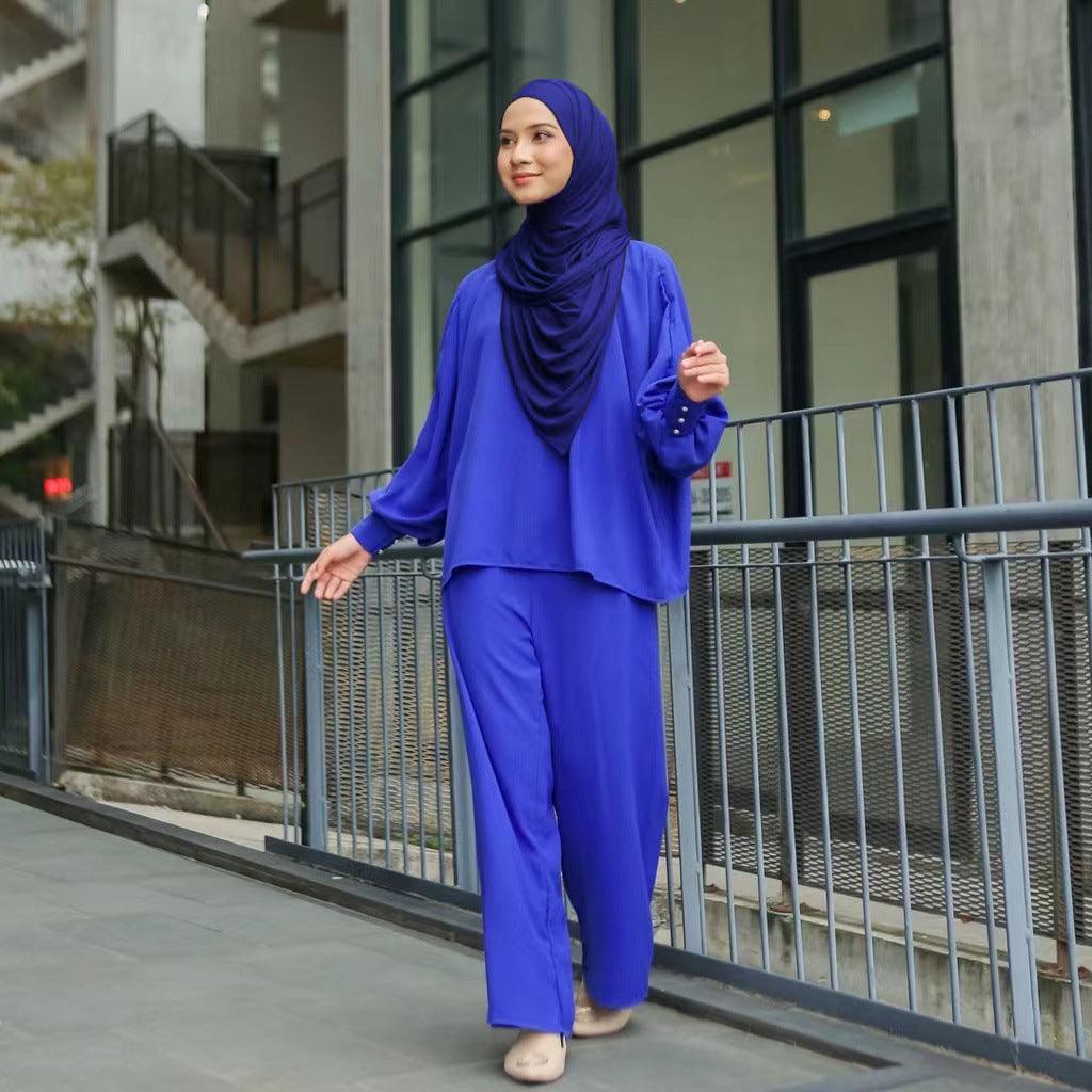 Modest Malaysian Two-Piece Lounge Set for Women - Trendy Mix