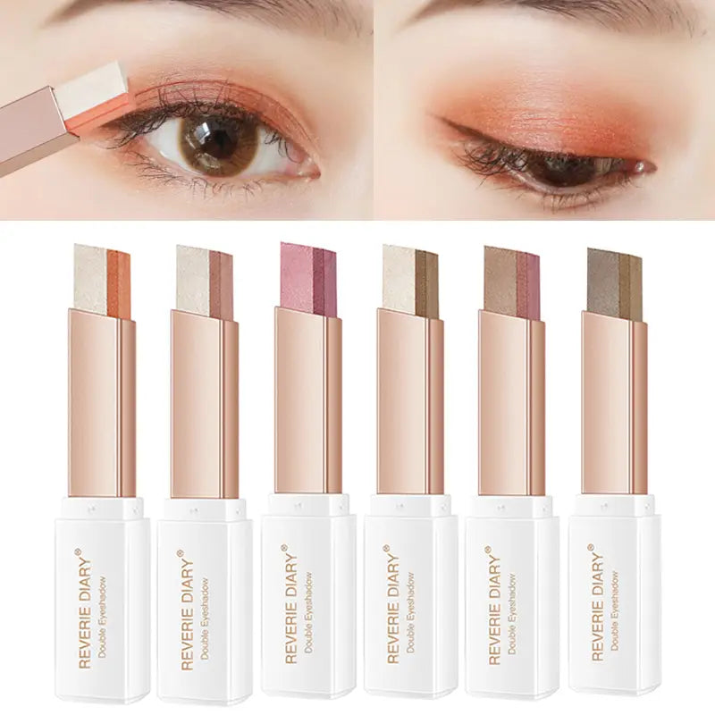 Lazy Eyeshadow Stick Stereo Gradient Shimmer Double Color Eye Shadow Pen Waterproof Easy To Wear Eyeshadow