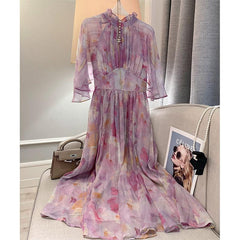 Tea Break Chiffon Floral Dress Fairy - Trendy Mix