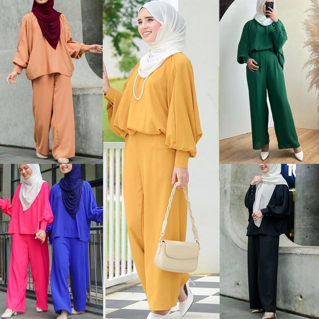 Modest Malaysian Two-Piece Lounge Set for Women - Trendy Mix