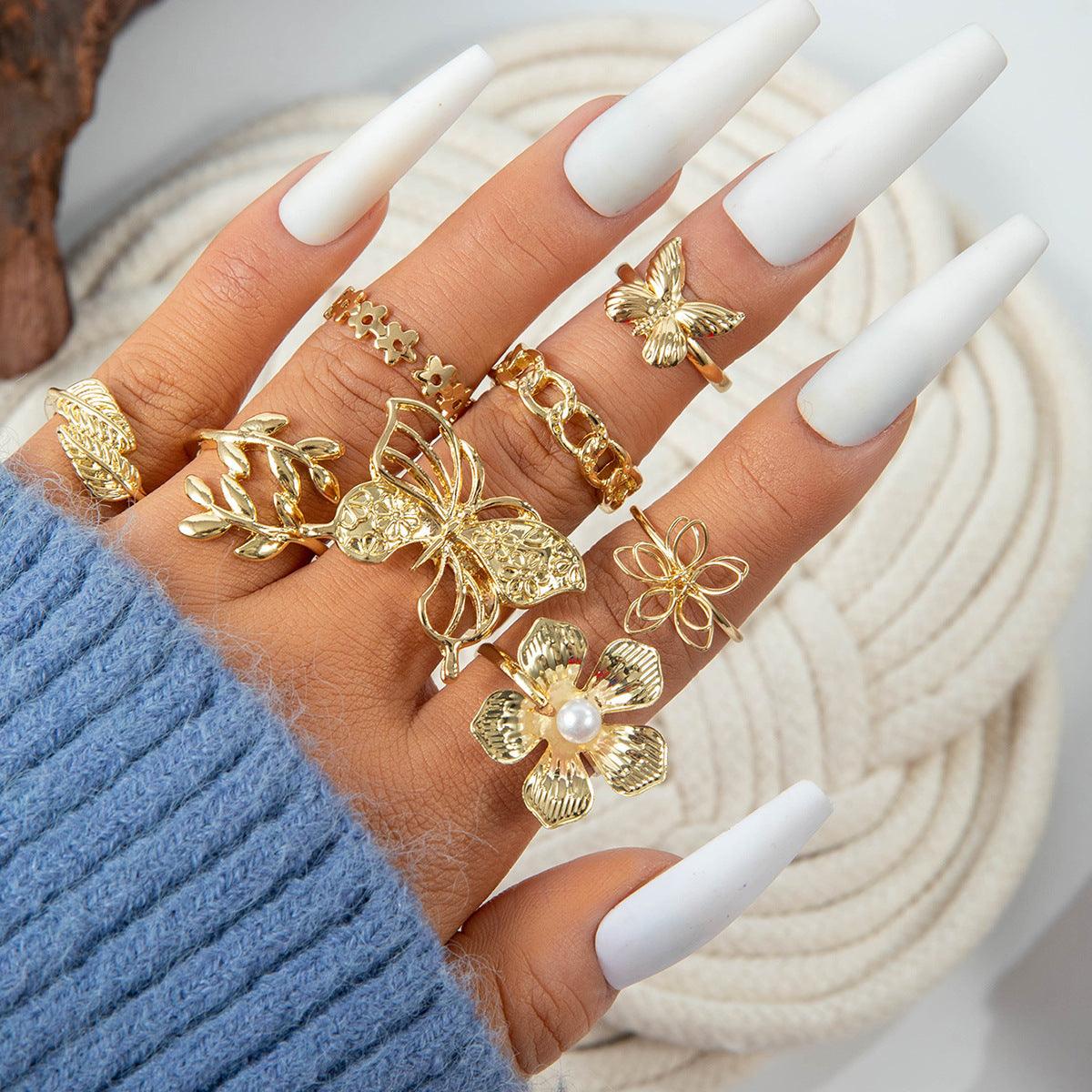 Design Butterfly Ring Opening More Than Knuckle Ring Suit - Trendy Mix