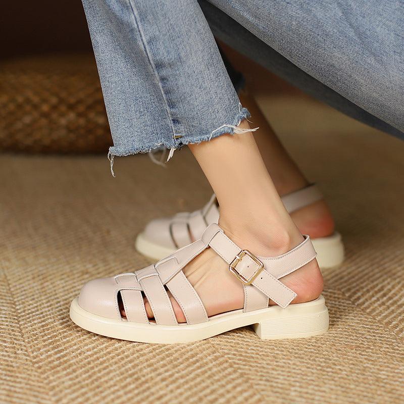 Thick Heel Round Toe Women's Roman Sandals - Trendy Mix