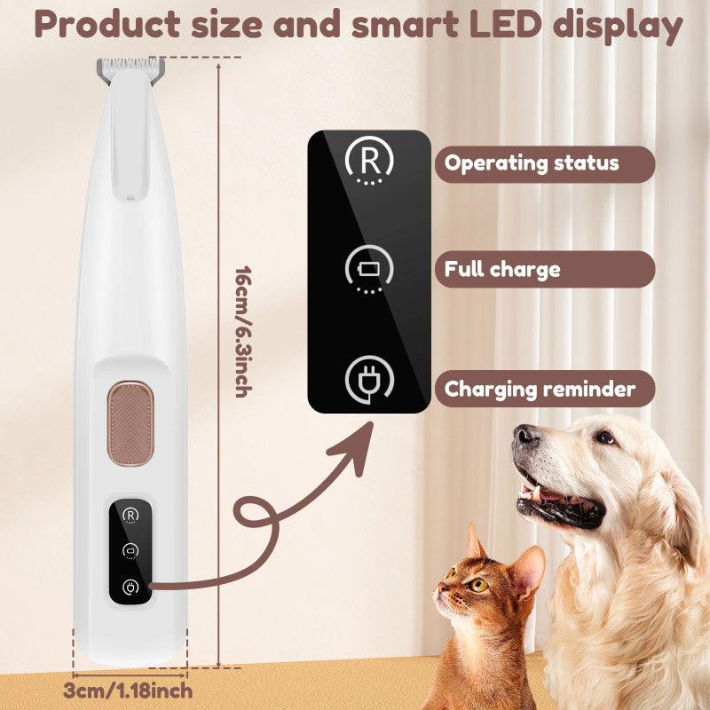 LED Waterproof Pet Paw Trimmer with Wide Stainless Steel Blade - Trendy Mix