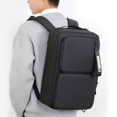 Versatile Large Capacity Business Lap Backpack for Travel and School with USB Port - Gray/Black - Trendy Mix