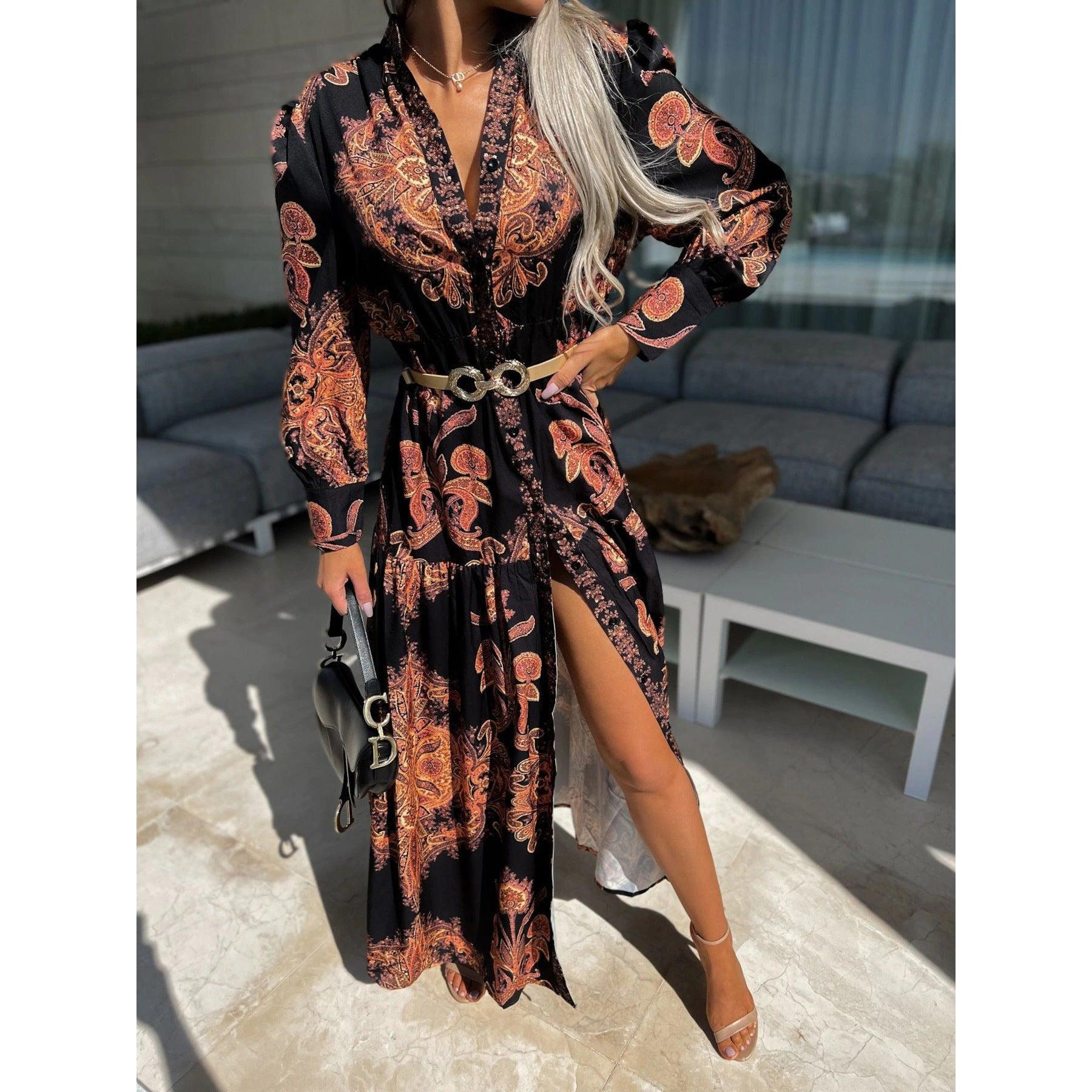 Fashionable With Side-slit Long Dress Bohemia Dress - Trendy Mix