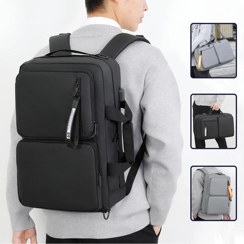 Versatile Large Capacity Business Lap Backpack for Travel and School with USB Port - Gray/Black - Trendy Mix