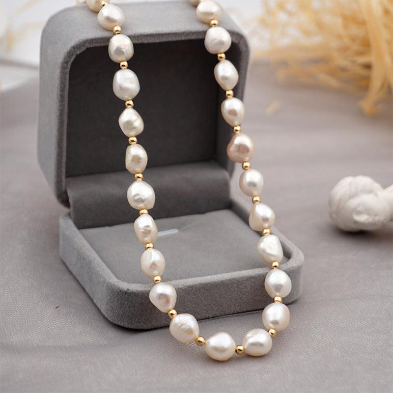 Baroque Freshwater Pearl Necklace Bracelet Earrings Set - Trendy Mix