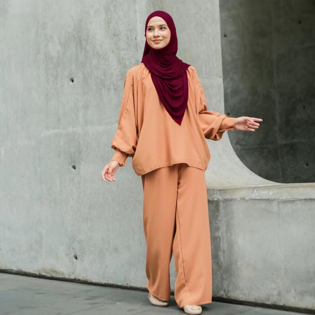 Modest Malaysian Two-Piece Lounge Set for Women - Trendy Mix