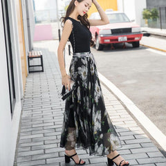 Summer Chiffon Long Skirt for Women - Fresh and Sweet Vacation Style - Trendy Mix