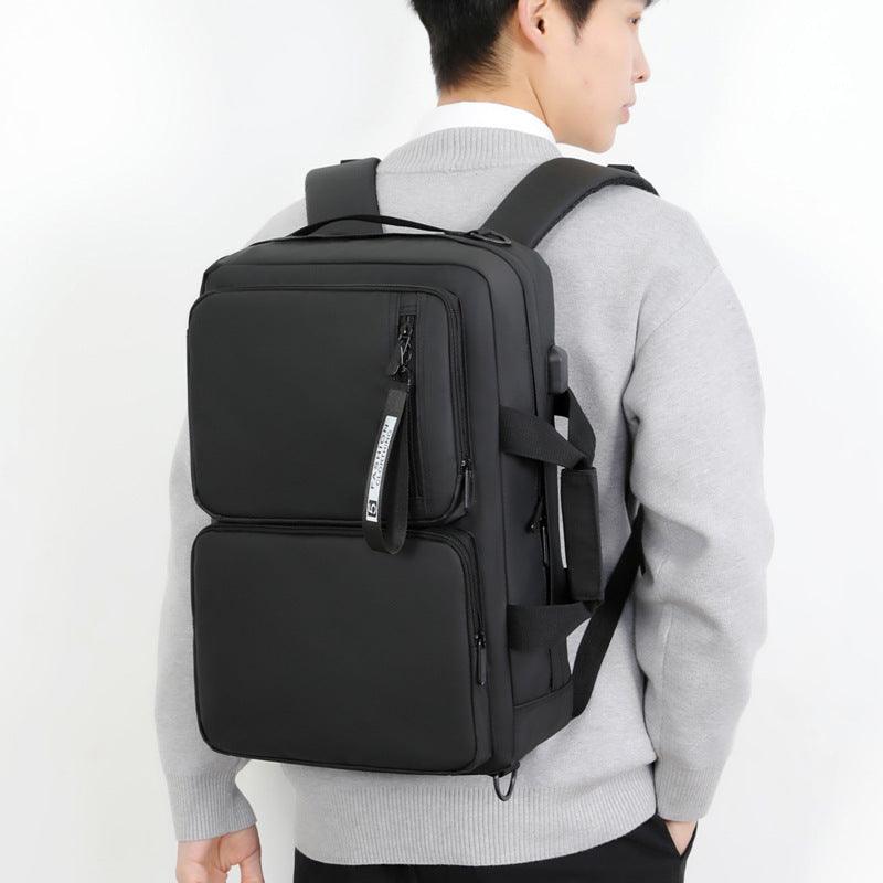 Versatile Large Capacity Business Lap Backpack for Travel and School with USB Port - Gray/Black - Trendy Mix