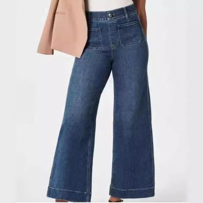 Oversized Cropped Wide Leg Denim Jeans - Trendy Mix