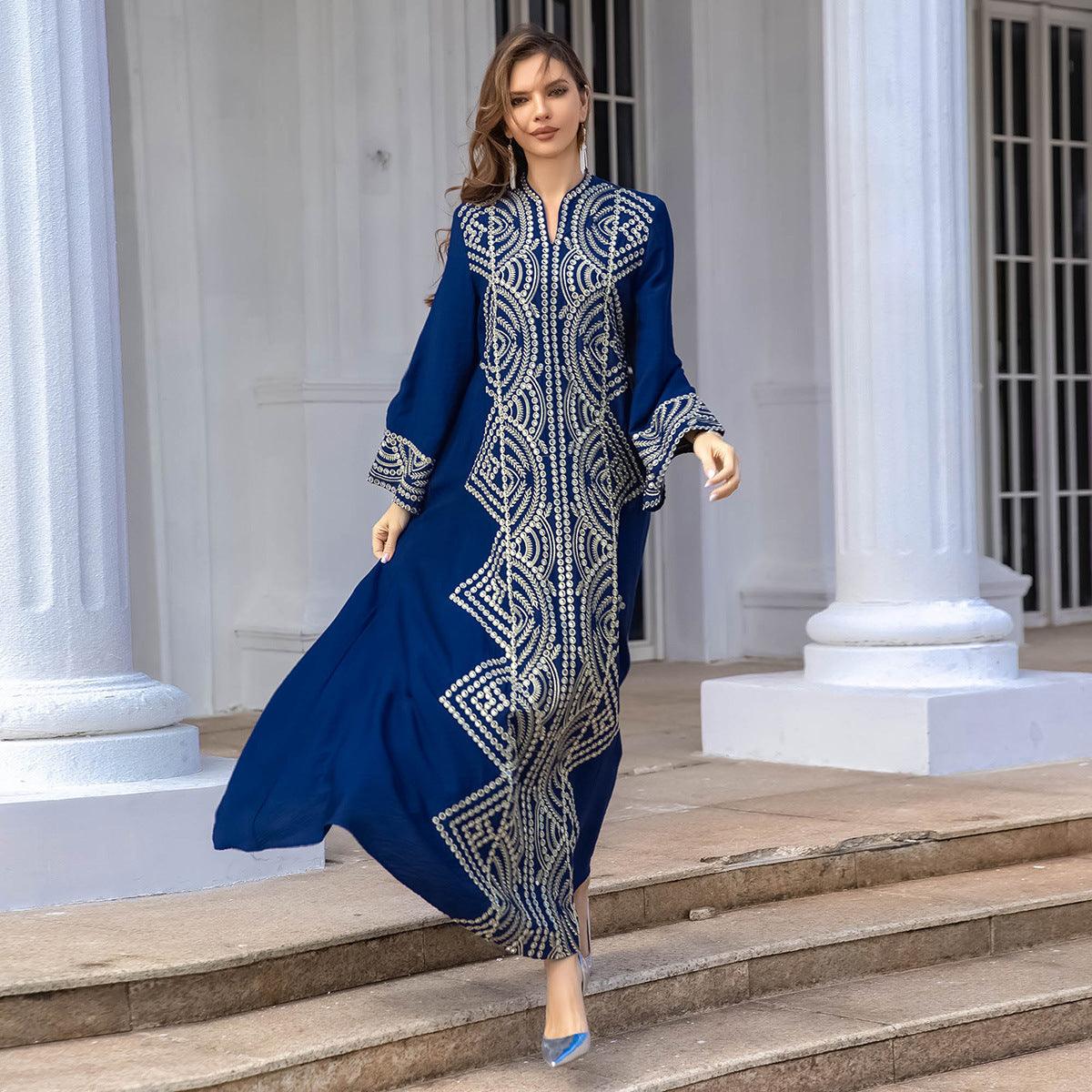 Embroidered Sequined Robe for Muslim Women - Trendy Mix