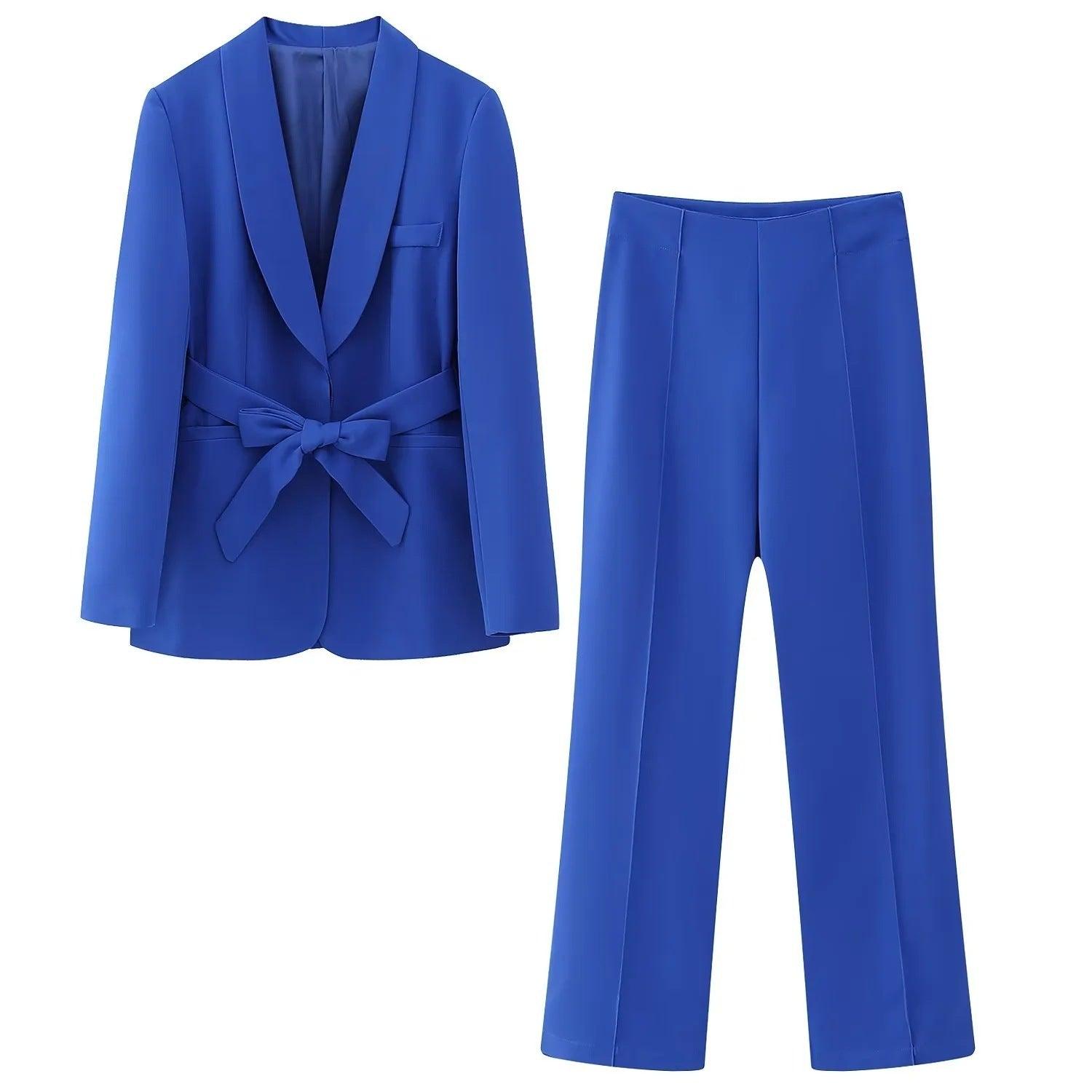 Women's French Style With Belt Small Suit Jacket Casual Trousers - Trendy Mix