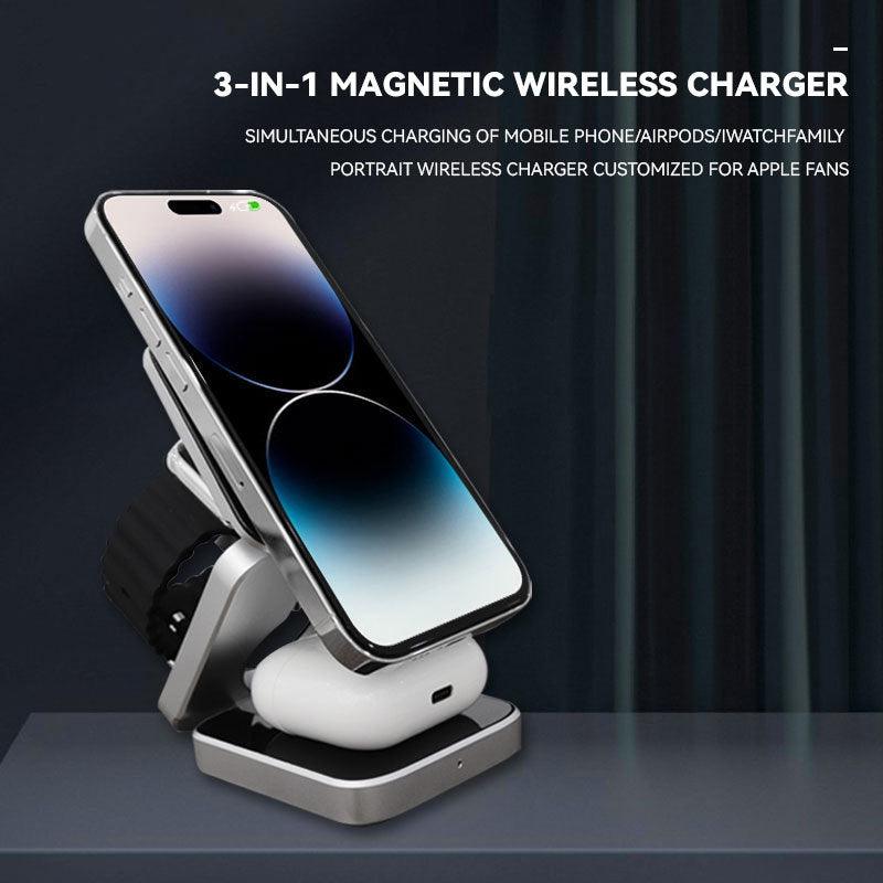 Multi-Device Wireless Charging Station with Foldable Design - Trendy Mix