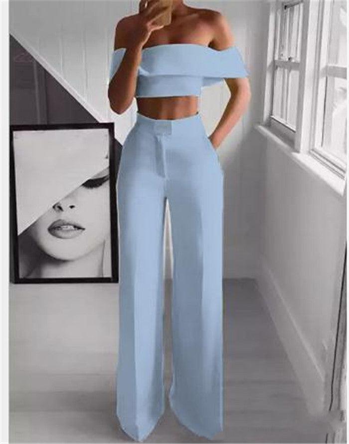 Amazon Sexy Top And Trousers Ladies Two-piece Set Women Lady - Trendy Mix