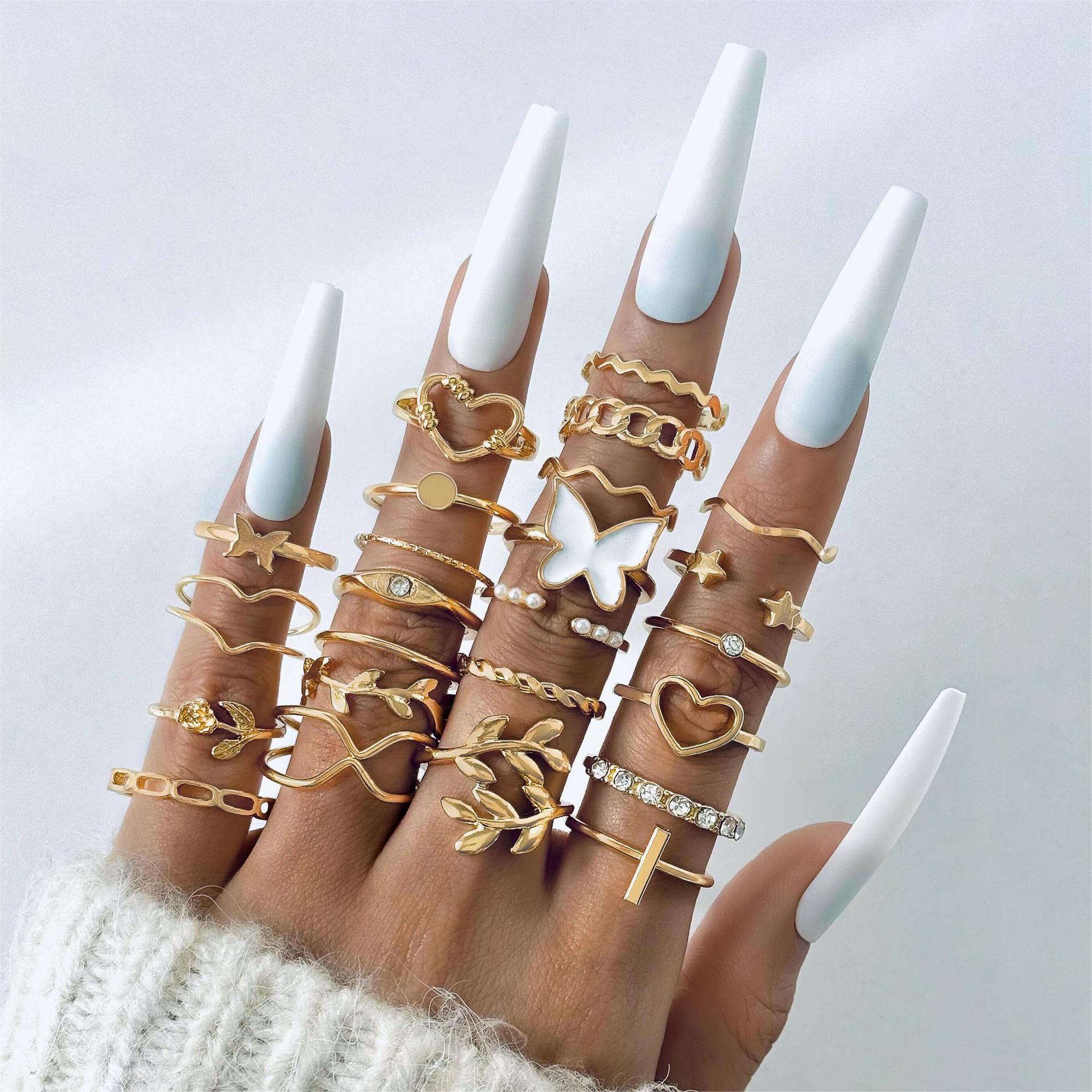 Design Butterfly Ring Opening More Than Knuckle Ring Suit - Trendy Mix