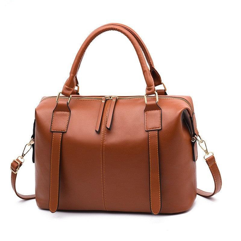 Chic Vintage Leather Shoulder Tote for Women - Trendy Mix