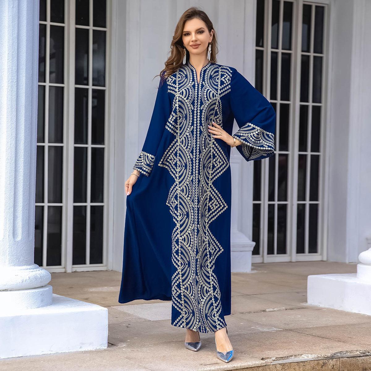 Embroidered Sequined Robe for Muslim Women - Trendy Mix