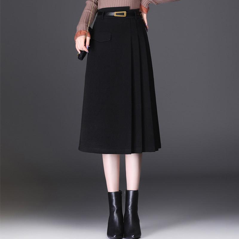 Women's Slim A-line Pleated Skirt Mid-length Skirt - Trendy Mix