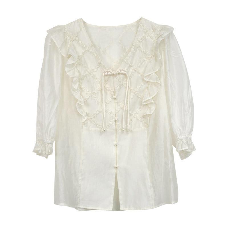 Artistic Women's Clothes Tencel Embroidered Shirt Women's Thin - Trendy Mix