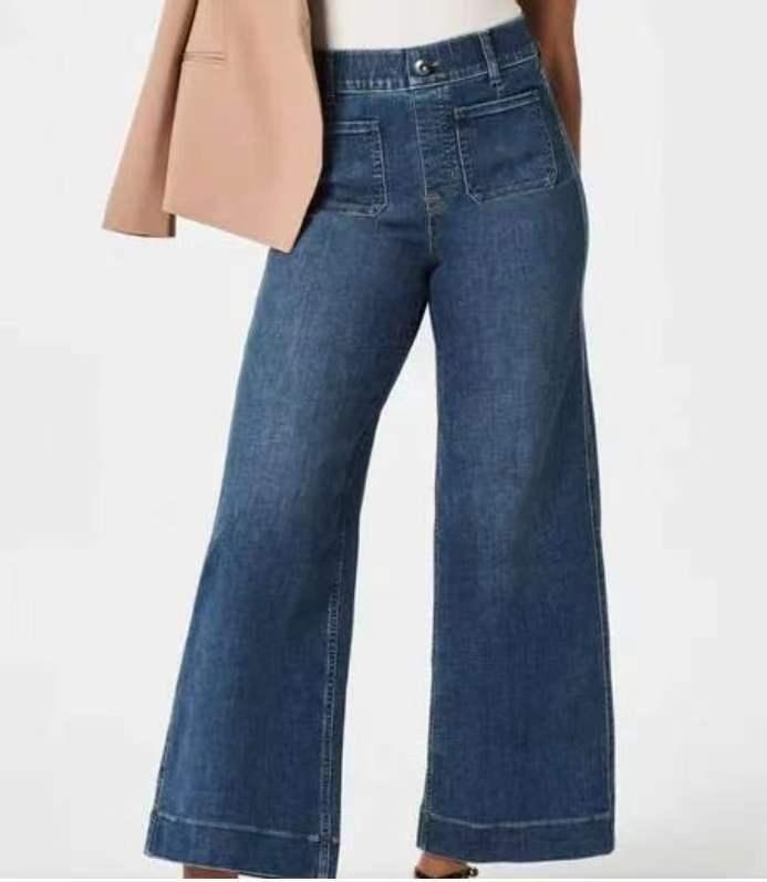 Oversized Cropped Wide Leg Denim Jeans - Trendy Mix