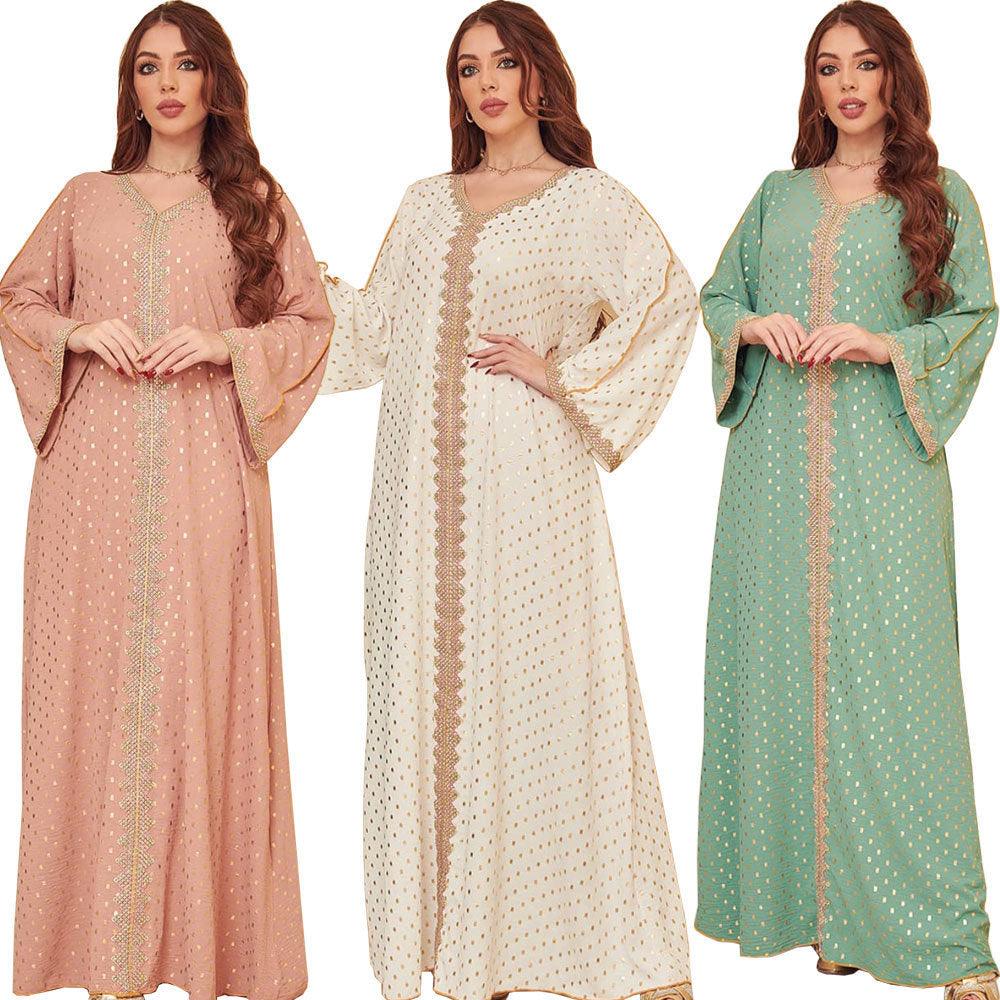 Elegant Chiffon A-Line Muslim Robe for Women in Dubai Style - Trendy Mix