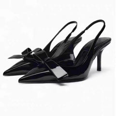 Elegant Women's Stiletto High Heels with Bowknot Detail in Patent Leather - Trendy Mix