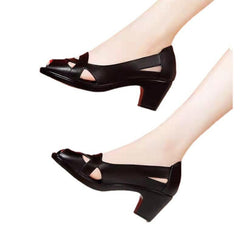 Stylish Chunky Heel Peep Toe Velcro Sandals with Soft Rubber Sole - Trendy Mix