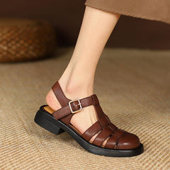 Thick Heel Round Toe Women's Roman Sandals - Trendy Mix