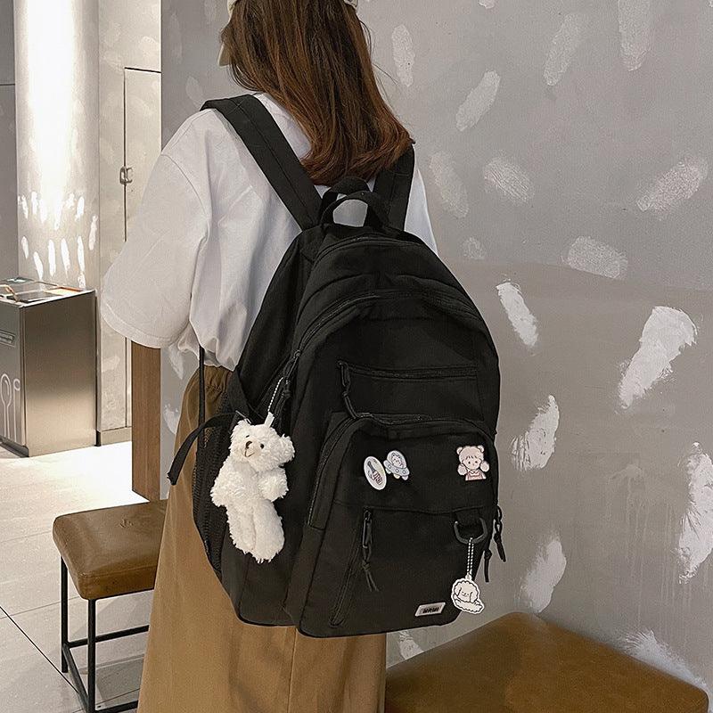 High-Capacity Multi-Pocket Girls' School Backpack with Waterproof Design - Trendy Mix