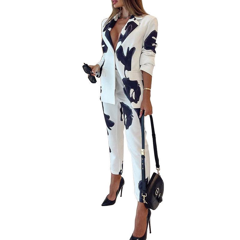 Women's Professional Casual Elegant Business Suit Top Vintage Printed Suit - Trendy Mix