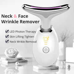 Electric EMS Neck Firming Massager with Microcurrent & LED Photon Therapy for Wrinkle Reduction - Trendy Mix