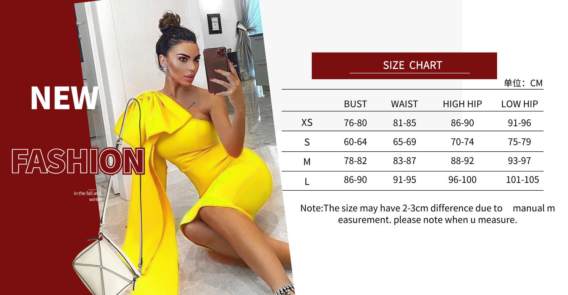 New Bandage Dress Bandage One-piece Dress Oblique Shoulder Gilding Elegant Fashion European And American Style Hot Sale - Trendy Mix