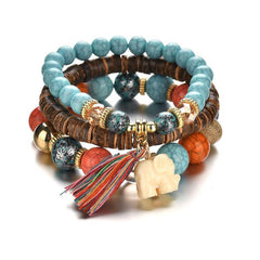 Bohemian Elephant Tassel Multi Layer Temperament Bracelet - Trendy Mix