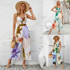 Chic Hollow-out Printed Jumpsuit for Women in Vibrant Colors - Trendy Mix