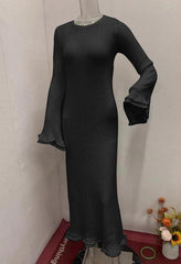 Elegant Slim Fit Ruffle Trim Dress - Trendy Mix