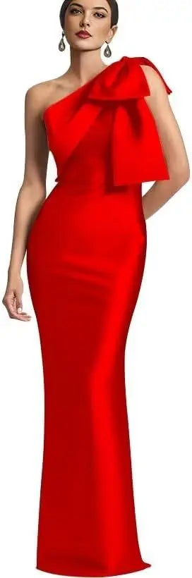 One Shoulder Prom Dress for Women Mermaid Satin Cocktail Dresses 2024 New Long Bodycon Formal Evening Gowns with Back Slit