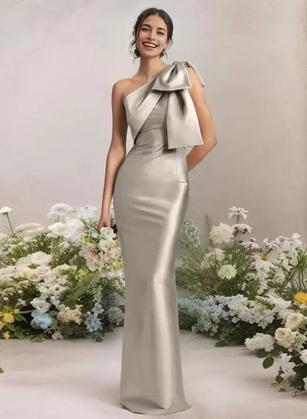 One Shoulder Prom Dress for Women Mermaid Satin Cocktail Dresses 2024 New Long Bodycon Formal Evening Gowns with Back Slit