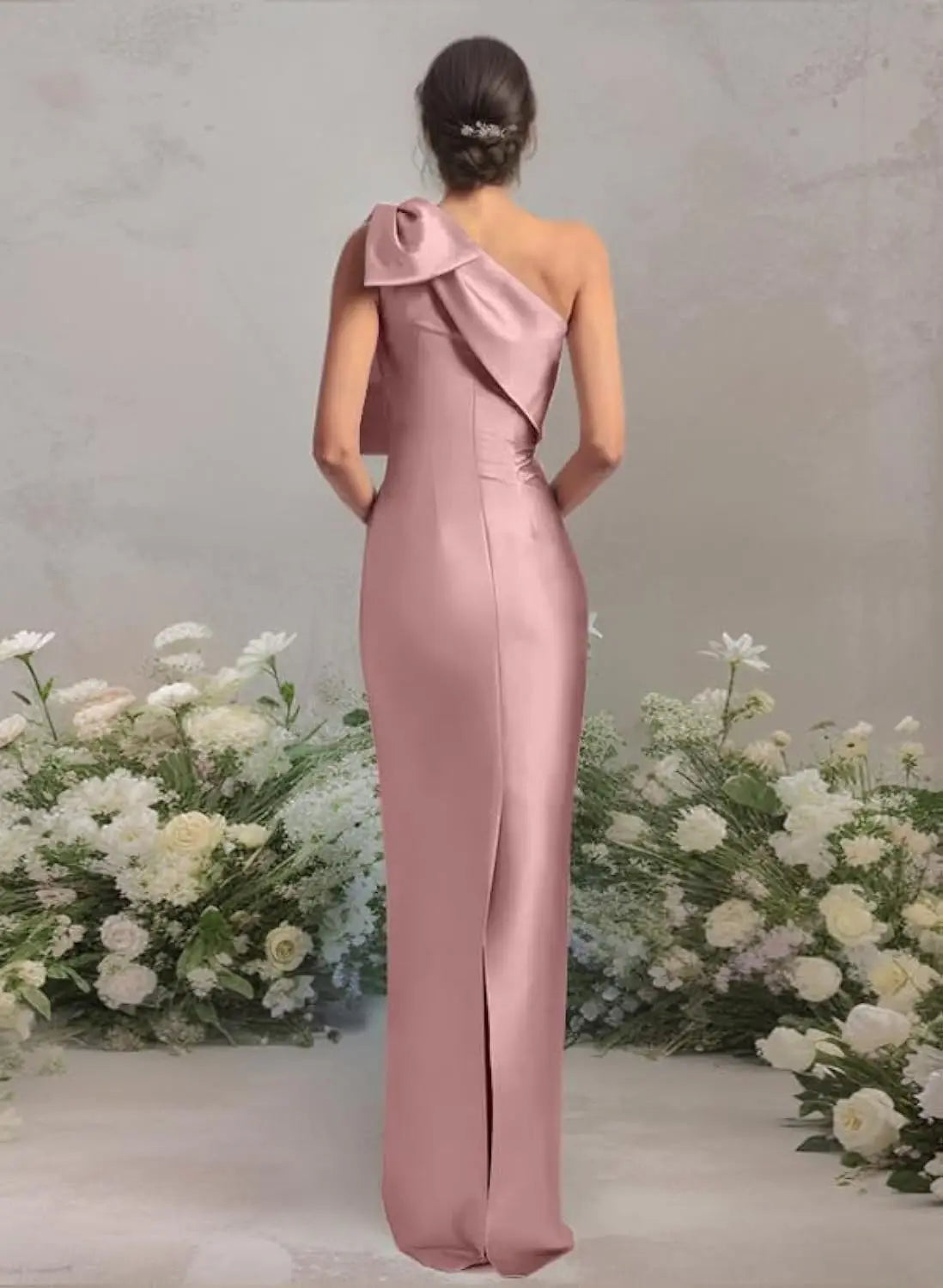 One Shoulder Prom Dress for Women Mermaid Satin Cocktail Dresses 2024 New Long Bodycon Formal Evening Gowns with Back Slit