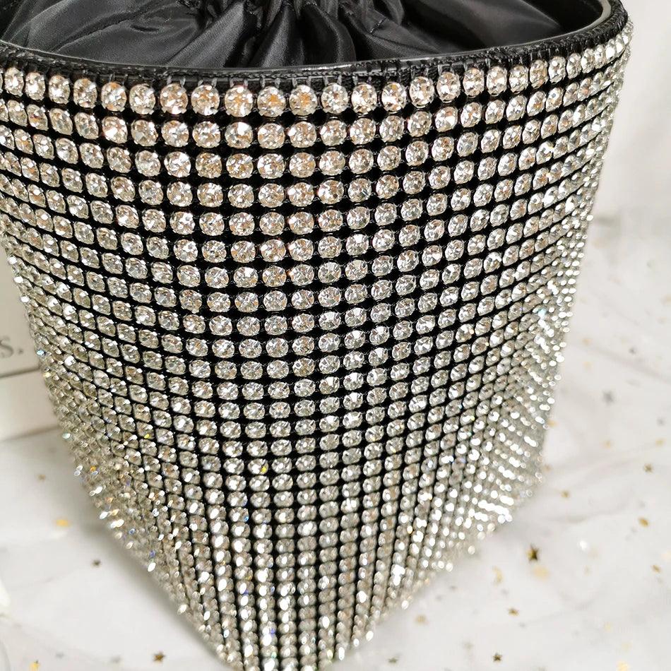 Dazzling Rhinestone Bucket Clutch Bag - Trendy Mix