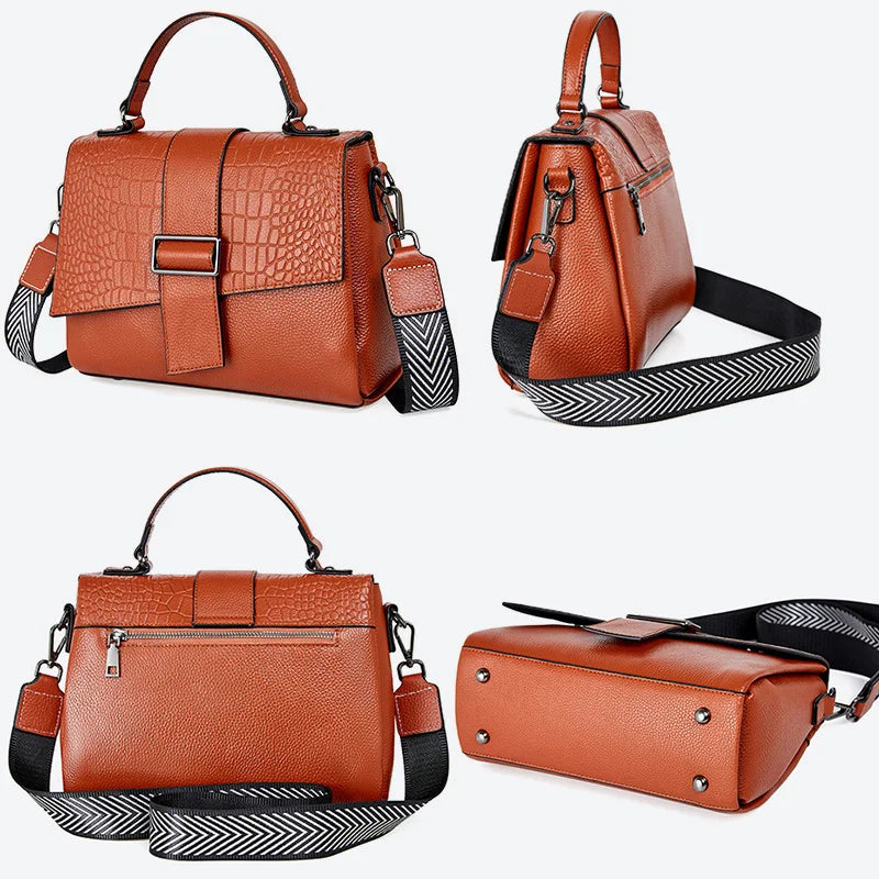 Vintage-Inspired Soft Leather Shoulder Bag - Trendy Mix