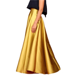 Long Skirts Pleated Gold Floor Long High Waist Bridesmaid Dress Engagement Skirt Wedding Prom Skirts for Formal Cocktail Skirt