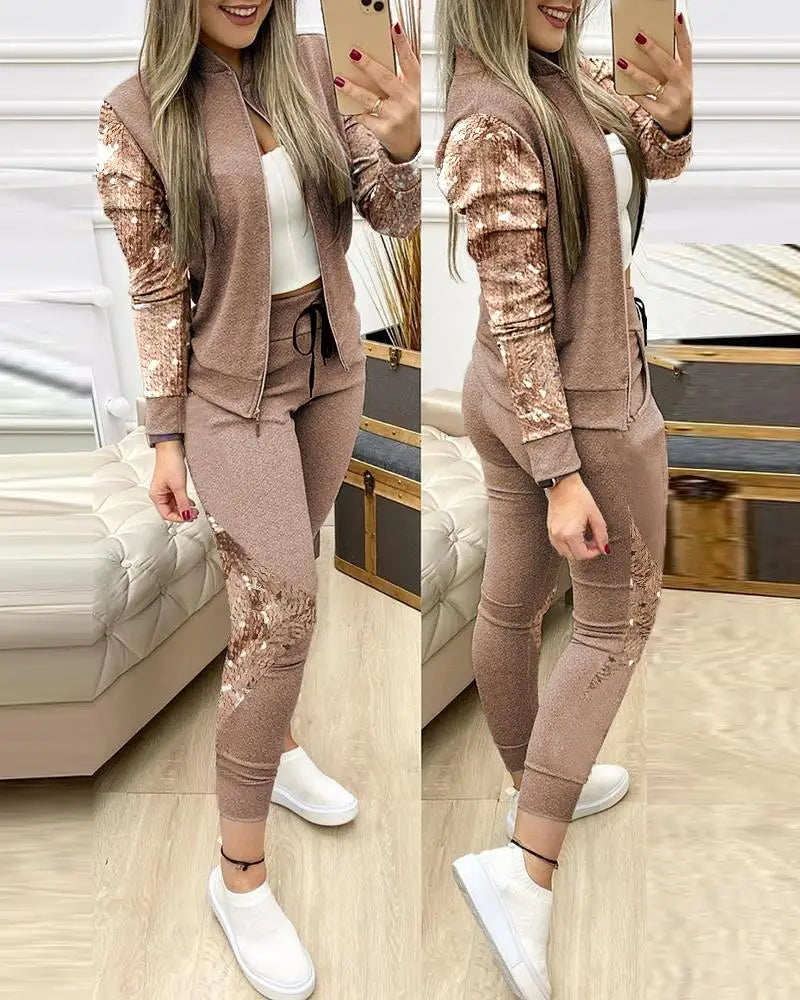 2024 Tracksuit suits 2 Piece Set Zipper Jacket+Long Pants Sports Suit Female Sweatshirt Sportswear Suit for Woman Clothing