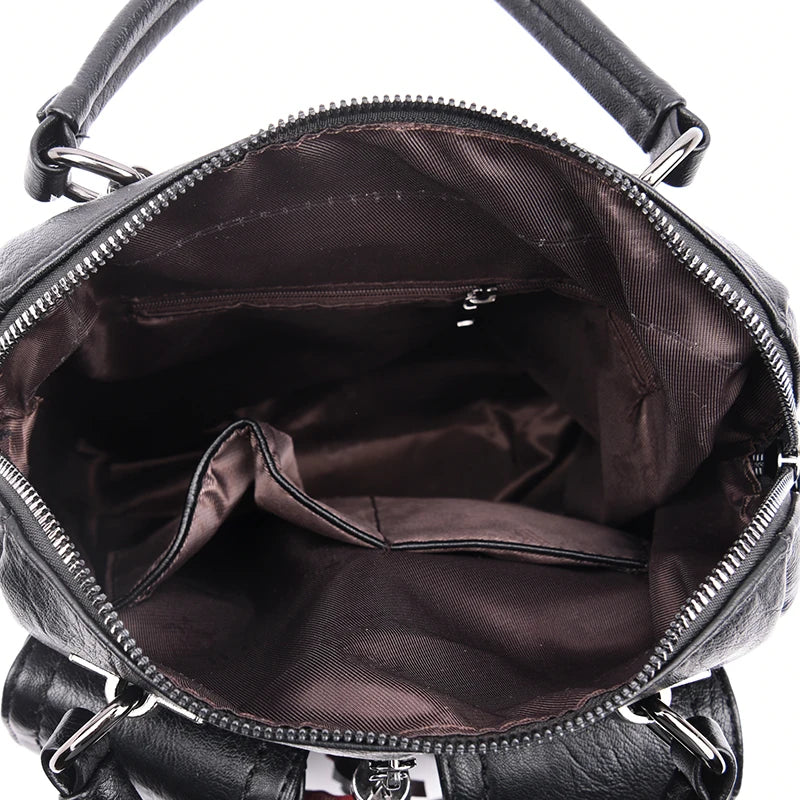 Versatile Vintage Leather Backpack - Trendy Mix