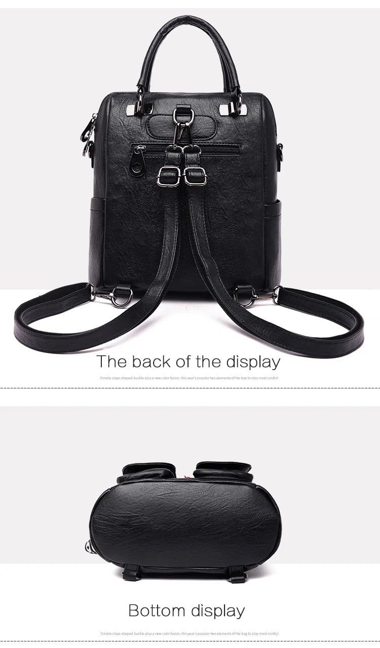 Versatile Vintage Leather Backpack - Trendy Mix