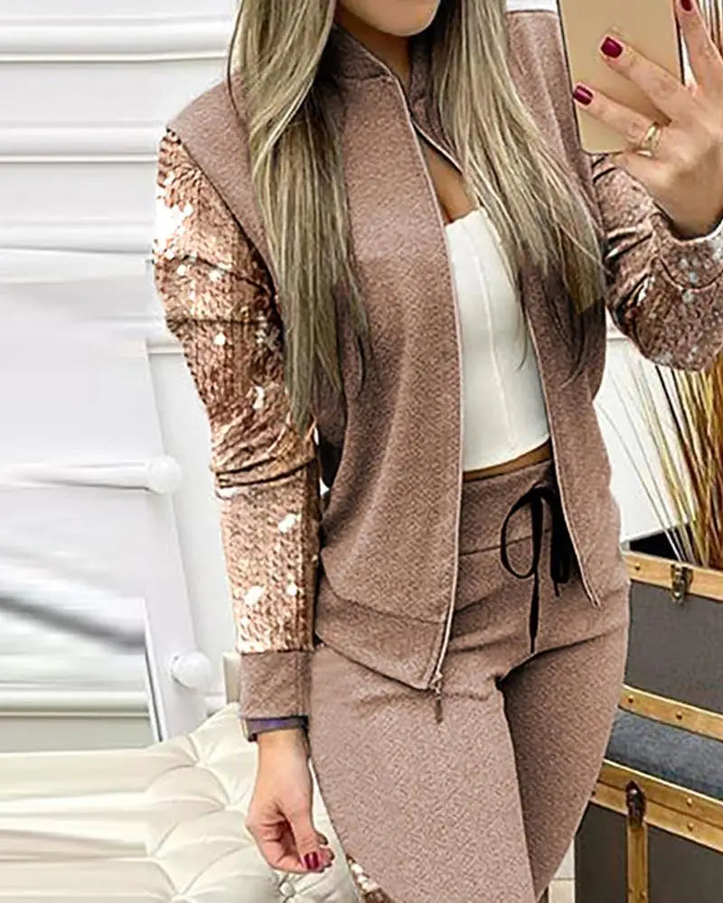 2024 Tracksuit suits 2 Piece Set Zipper Jacket+Long Pants Sports Suit Female Sweatshirt Sportswear Suit for Woman Clothing