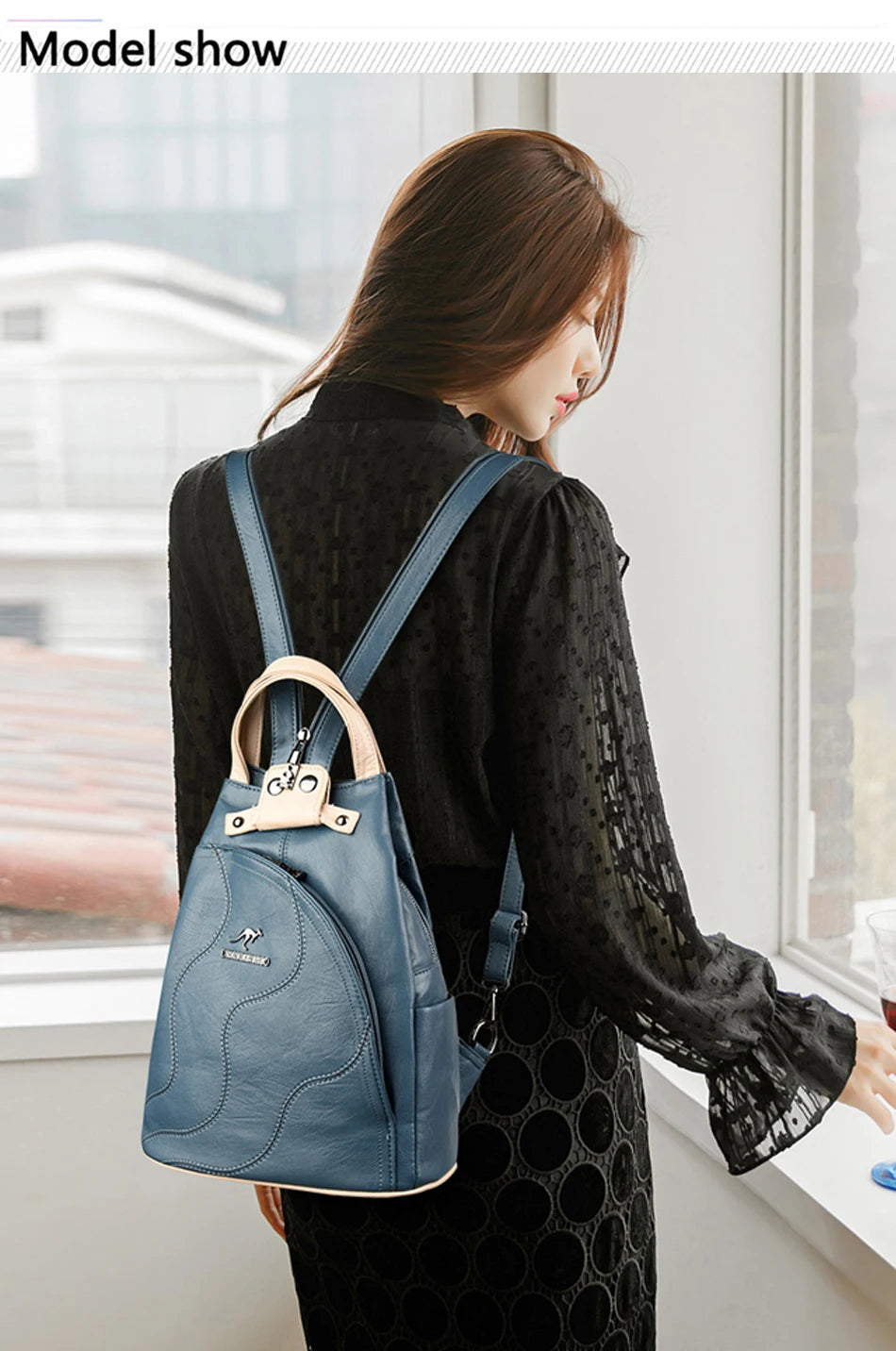 Elegant Leather Anti-Theft Backpack - Trendy Mix