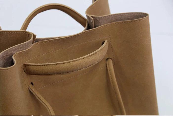 Casual Matte Leather Bucket Bag – Large-Capacity Designer Shoulder Purse