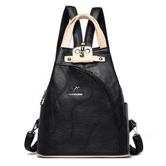 Elegant Leather Anti-Theft Backpack - Trendy Mix