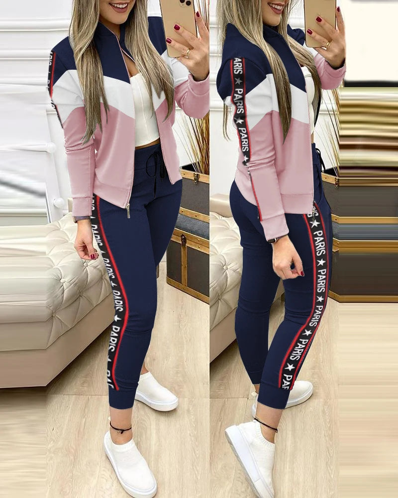 2024 Tracksuit suits 2 Piece Set Zipper Jacket+Long Pants Sports Suit Female Sweatshirt Sportswear Suit for Woman Clothing